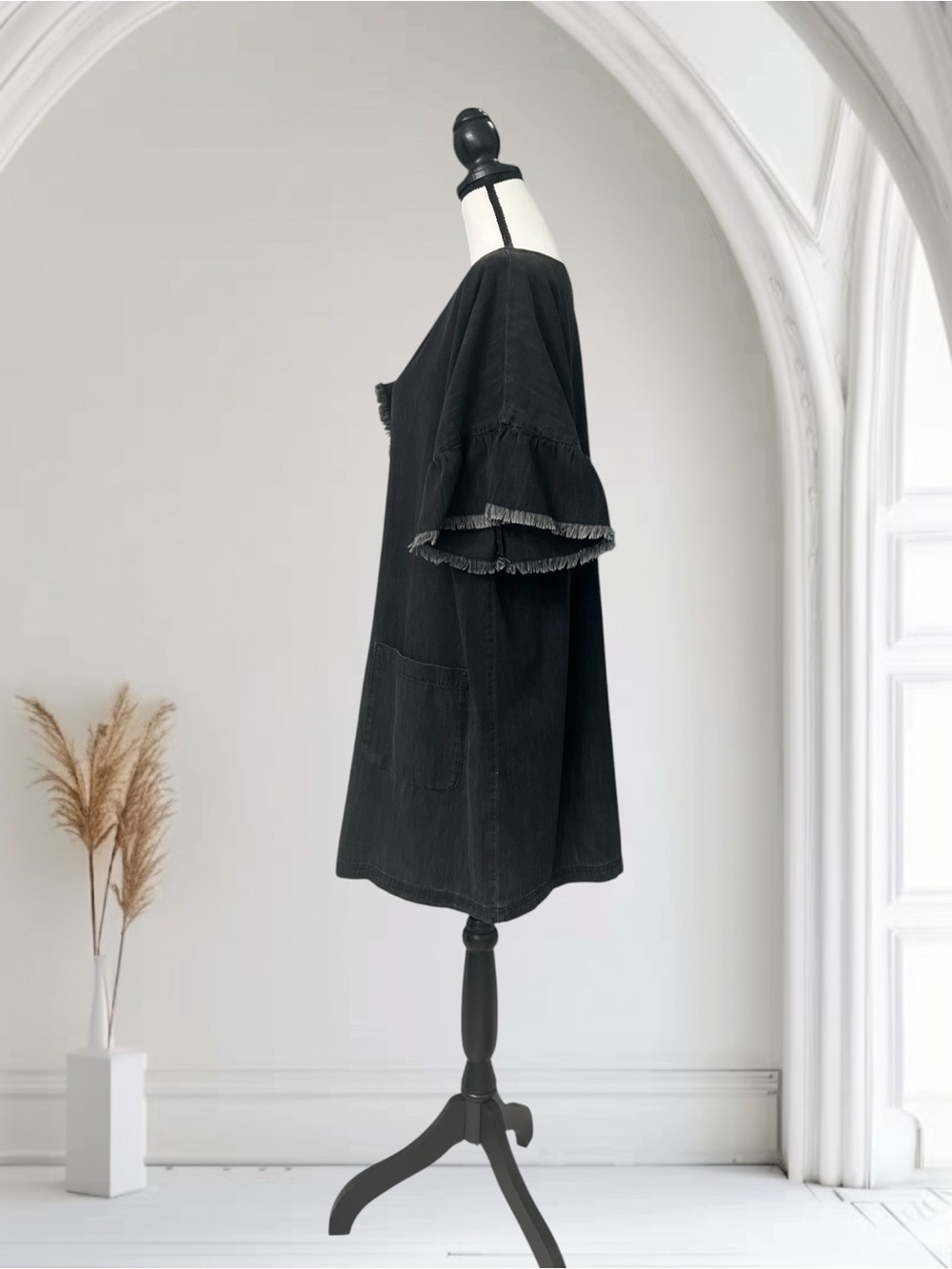 Vince Camuto Black Mini Dress with Ruffle Sleeves